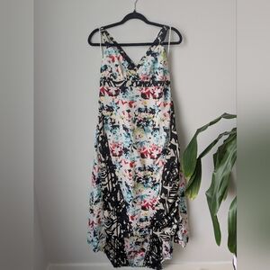 Volcom Maxi Crossback Abstract Print Dress Size S (fits large)